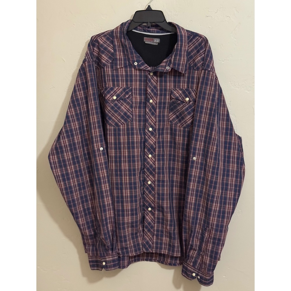 Wrangler Outdoor shirt 3XT blue red plaid western pearl snap 2 pocket mesh
